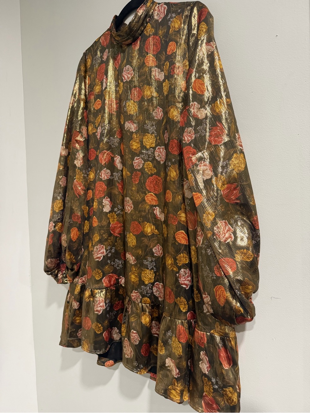 Zara Metallic Floral Mini Skirt - Gold, Rust & Pink